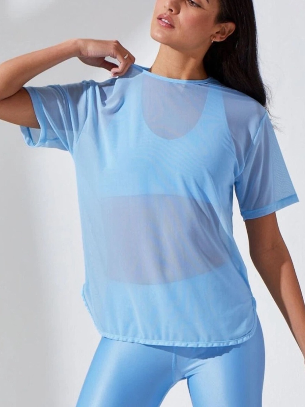NWOT Noli Mesh Flow Tee - Sky, size S